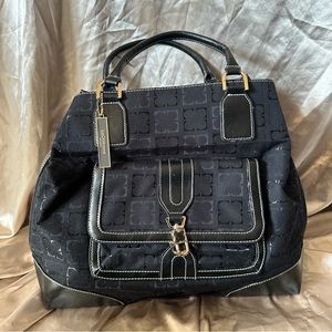 Liz Claiborne Monogram Canvas Pocket Shoulder Bag